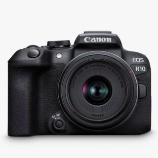 Canon - EOS R10 Compact System Camera with RF-S 18-45mm Zoom Lens, 4K Ultra HD, 24.2MP, Wi-Fi, Bluetooth, OLED EVF, 3" Vari-Angle Touch Screen, Black
